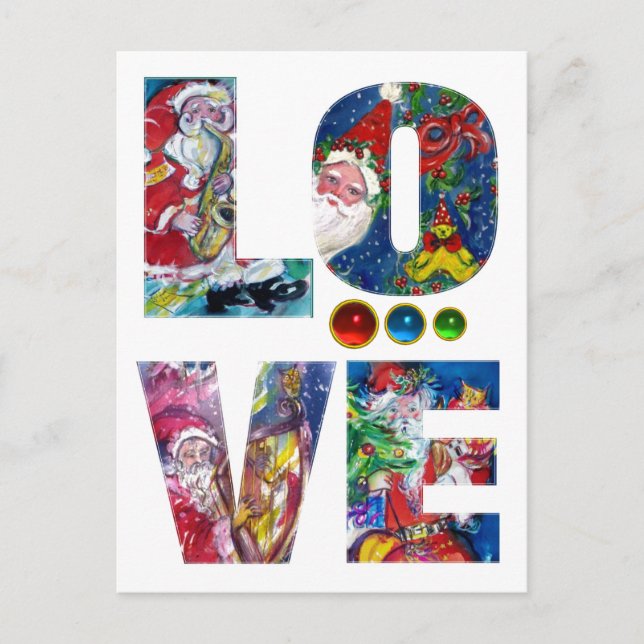 CARTES POUR FÊTES ANNUELLES LOVE MUSICAL PÈRE NOËL XMAS PARTY (Devant)