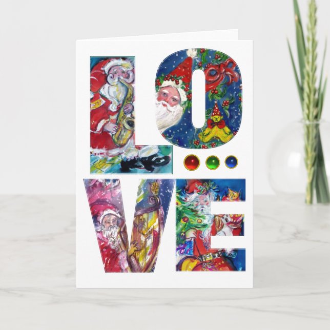 CARTES POUR FÊTES ANNUELLES LOVE MUSICAL PÈRE NOËL XMAS PARTY (Devant)