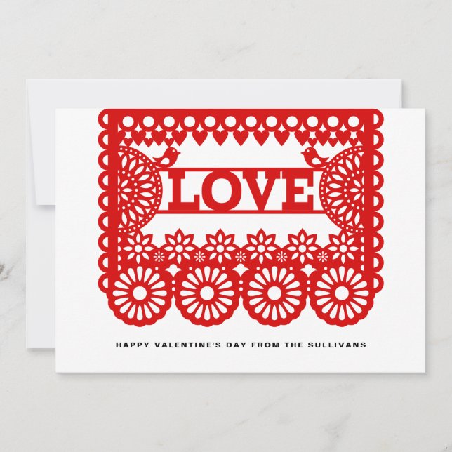 Cartes Pour Fêtes Annuelles Love Papel Picado Red Valentine's Day Photo (Devant)