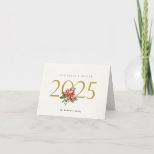 Cartes Pour Fêtes Annuelles Love Peace Health Poinsettia Bunch Foil Gold 2025