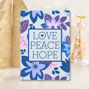 Cartes Pour Fêtes Annuelles Love Peace Hope Moderne Botanique Florale Noël