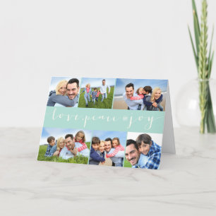 Cartes Pour Fêtes Annuelles Love Peace Joy Calligraphy Modern 6 Photo Collage