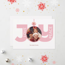 Love Peace Joy Pink Poinsettia Photo de Noël