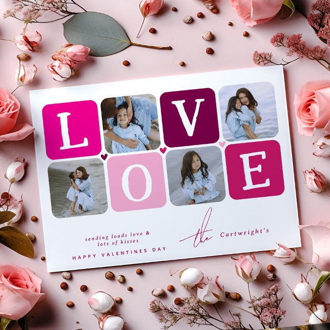 Cartes Pour Fêtes Annuelles LOVE Photo Block Valentines (Créateur téléchargé)