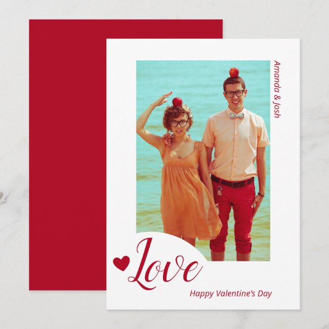 Cartes Pour Fêtes Annuelles Love Red Minimalist Photo Saint Valentin (Devant / Derrière)
