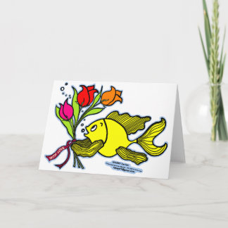 Cartes Pour Fêtes Annuelles Love, Sparky the fish with flowers