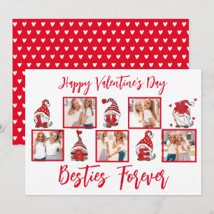 Cartes Pour Fêtes Annuelles Love U Lettering Gnomes BFF Cinq photos Red Frame