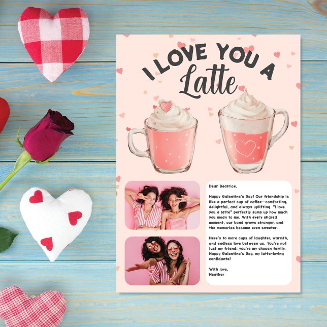 Cartes Pour Fêtes Annuelles Love You a Latte, Galentine ! Amis personnalisés (Créateur téléchargé)