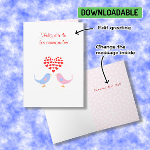Cartes Pour Fêtes Annuelles Lovebirds espagnol langue romantique valentine
