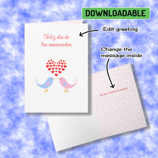 Cartes Pour Fêtes Annuelles Lovebirds espagnol langue romantique valentine