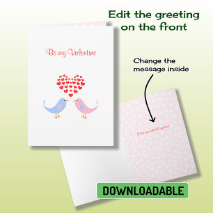 Cartes Pour Fêtes Annuelles Lovebirds hearts custom text Valentine