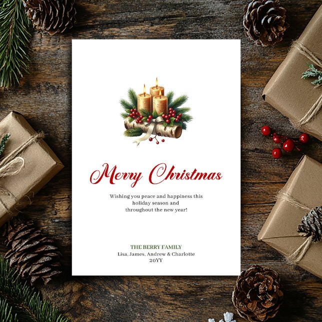 Cartes Pour Fêtes Annuelles Lovely Christmas candles with pine branches card (Lovely Christmas candles with pine branches card)
