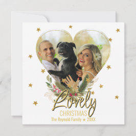 Cartes Pour Fêtes Annuelles Lovely Christmas Photo Heart Gold Parties scintill