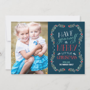 Cartes Pour Fêtes Annuelles Lovely Garlands Christmas Photo Card - Marine