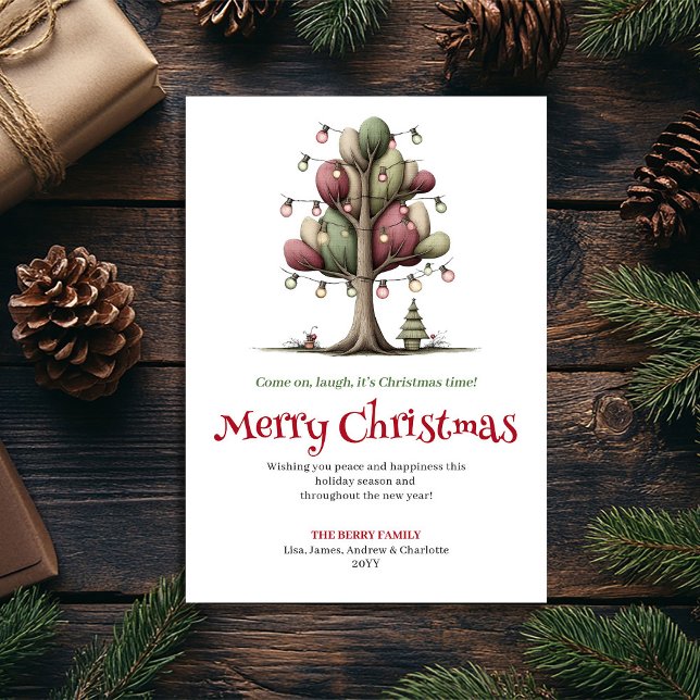 Cartes Pour Fêtes Annuelles Lovely Whimsical Christmas Tree Hand Drawn Card (Lovely Whimsical Christmas Tree Hand Drawn Card)