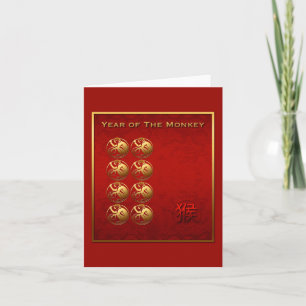 Cartes Pour Fêtes Annuelles Lucky 8 singes chinois Lunaire Nouvel An VGC