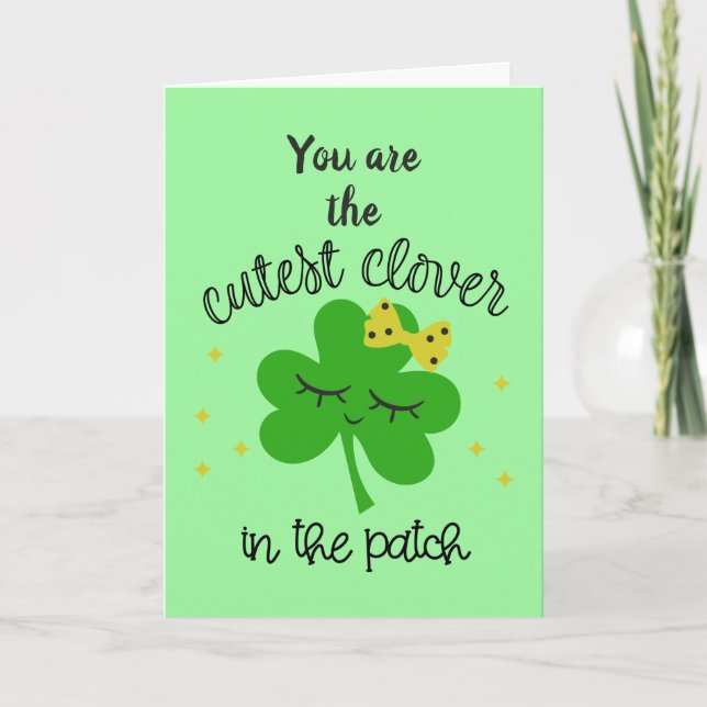 Cartes Pour Fêtes Annuelles Lucky Four Leaf Clover Joyeux St. Patricks Day (Devant)