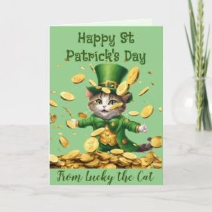 Cartes Pour Fêtes Annuelles Lucky Irish Leprechaun chat St Patrick célébrer