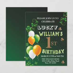 Cartes Pour Fêtes Annuelles Lucky Un 1er Anniversaire, St. Patrick's Day Lepre