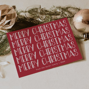 Cartes Pour Fêtes Annuelles LUCY Dark Red Cute Amusant Famille Joyeux Noël