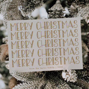 Cartes Pour Fêtes Annuelles LUCY Gold Cute Fun Family Joyeux Noël