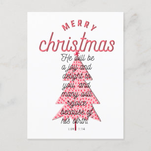 Cartes Pour Fêtes Annuelles Luke 1:14 Typographie Rose Joyeux Noël Arbre de No