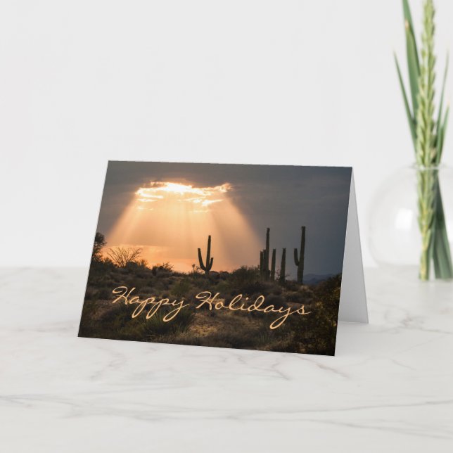 Cartes Pour Fêtes Annuelles Lumière dans le désert Joyeuses vacances (Devant)
