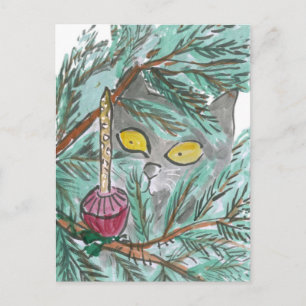 Cartes Pour Fêtes Annuelles Lumière de la bulle de Noël et Kitty
