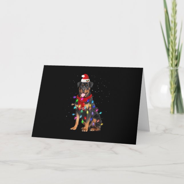 Cartes Pour Fêtes Annuelles Lumière de Noël Rottweiler Graphique Pour l'Amant  (Devant)