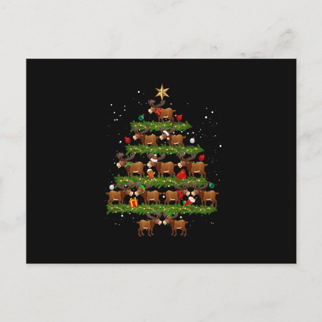 Cartes Pour Fêtes Annuelles Lumière de sapin de Noël Cerf de Noël Drôle de Noë (Devant)