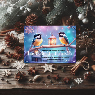 Cartes Pour Fêtes Annuelles Lumière du monde Chickadees John Verse Christian