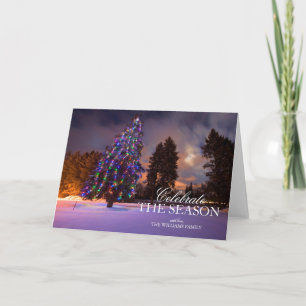 Cartes Pour Fêtes Annuelles Lumière extraordinaire de crépuscule et arbre de