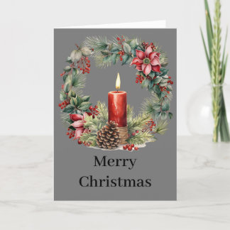 Cartes Pour Fêtes Annuelles Lumière Florale de Fête | Fleurs de Noël et Bougie