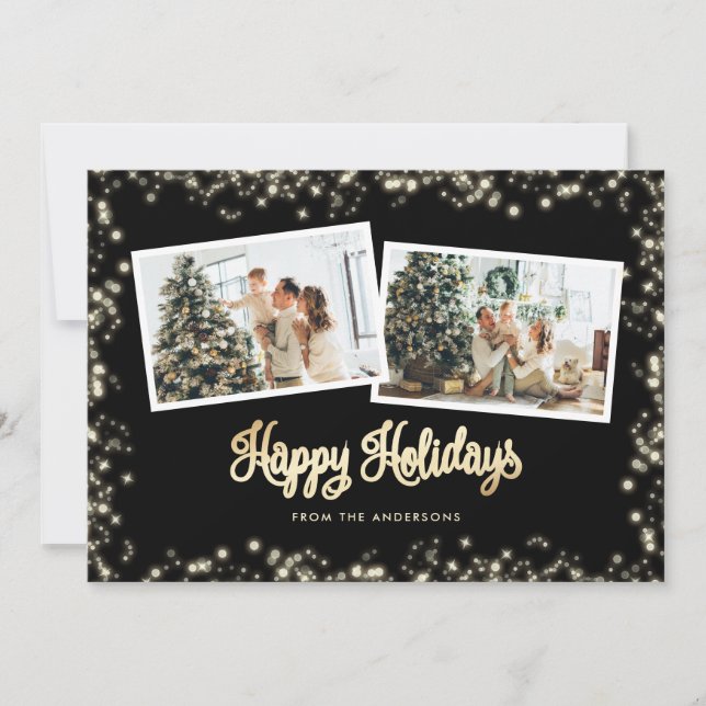 Cartes Pour Fêtes Annuelles Lumières à crémaillère Noir 2 photo (Devant)