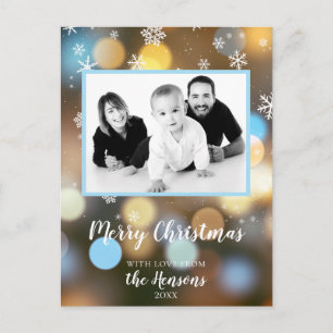 Cartes Pour Fêtes Annuelles Lumières Bokeh de Noël Photo de Famille Personnali