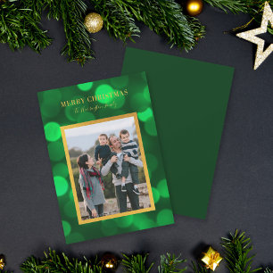 Cartes Pour Fêtes Annuelles Lumières Bokeh Vert Émeraude Or Joyeux Noël