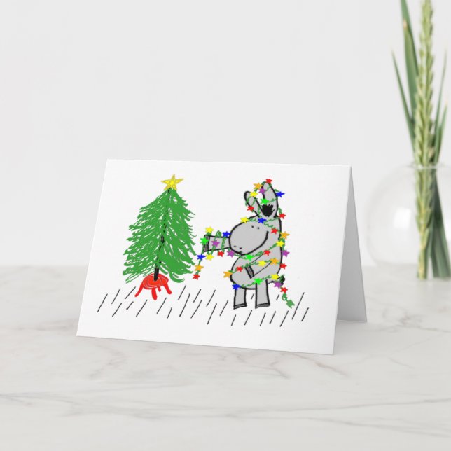 Cartes Pour Fêtes Annuelles lumières d'âne et de noël (Devant)