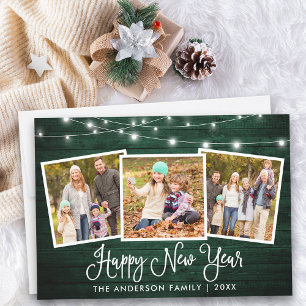 Cartes Pour Fêtes Annuelles Lumières de calligraphie Bois vert 3 Photo Nouvel 