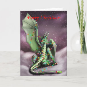 Cartes Pour Fêtes Annuelles Lumières de fées de Noël Dragon