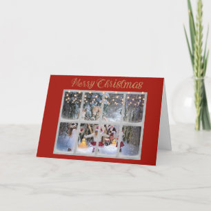 Cartes Pour Fêtes Annuelles Lumières de neige scintillantes Scène de Noël
