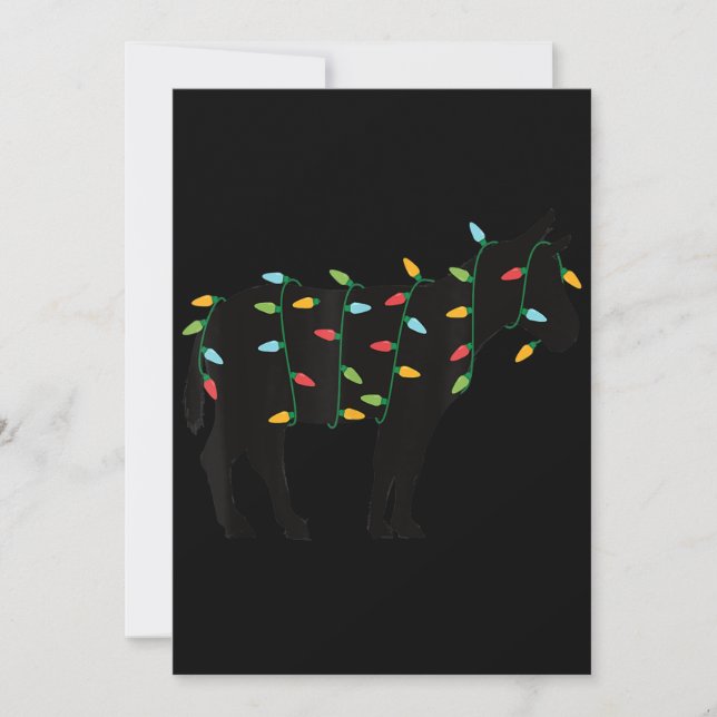 Cartes Pour Fêtes Annuelles Lumières de Noël Âne Zoo Amateur d'animaux Cadeau  (Devant)