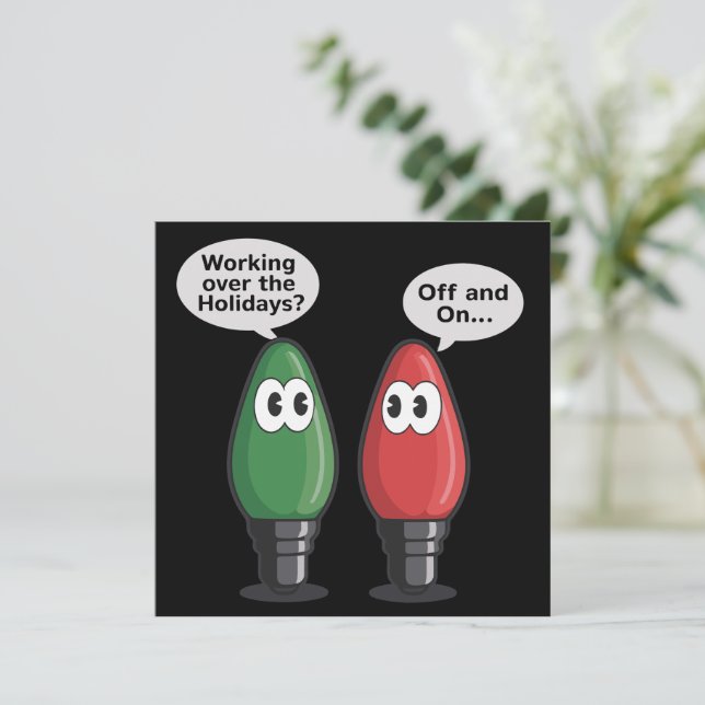 Cartes Pour Fêtes Annuelles Lumières de Noël Blague Ampoule Fonctionne Off On  (Debout devant)