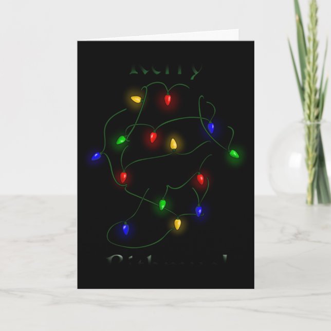 Cartes Pour Fêtes Annuelles Lumières de Noël Dachshund (Devant)