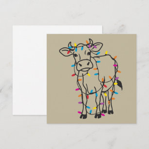 Cartes Pour Fêtes Annuelles Lumières de Noël de vache mignonne génisses vacanc