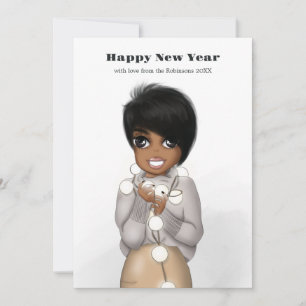 Cartes Pour Fêtes Annuelles Lumières de Noël des femmes afro-américaines