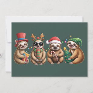 Cartes Pour Fêtes Annuelles Lumières de Noël drôles d'amoureux de paresseux Jo