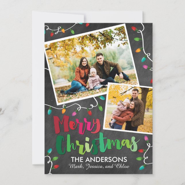 Cartes Pour Fêtes Annuelles Lumières de Noël joyeuses (Devant)