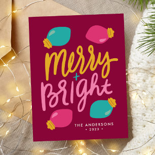 Cartes Pour Fêtes Annuelles Lumières de Noël Merry and Bright Non-Photo