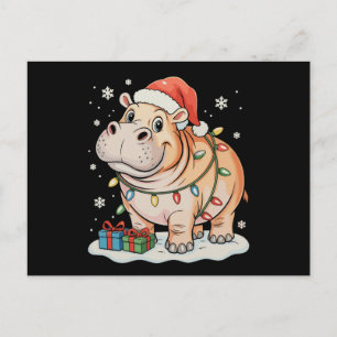 Cartes Pour Fêtes Annuelles Lumières de Noël pour amateur d'hippopotame Saison