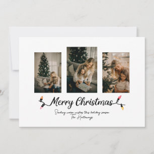 Cartes Pour Fêtes Annuelles Lumières de Noël Simples 3 Photos 